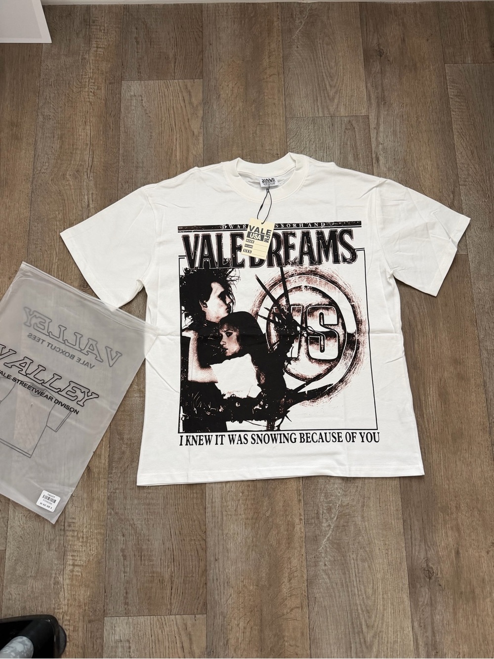 Valley Dreams Graphic Tee - White with Black & Brown Print